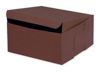 Pack Of 10, 8 X 8 X 4" Chocolate Bakery Boxes 1-Piece Lock Corner Box For Cakes, Pies, Cupcakes Made In USA