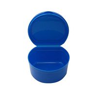 Fan-Ling Denture Bath Box Case, Denture Cup with Strainer Net, Denture Bath Box Case Dental False Teeth Storage Box with Hanging Net Container for Travel,Non-toxic and No Smell (Dark bule)