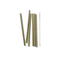 bambu, 8" Reusable Bamboo Straws, Biodegradable and Eco-Friendly - Set of 6 + Cleaning Brush