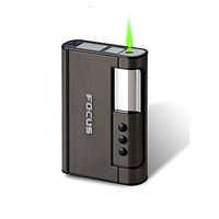 Fengshangshanghang Cigarette Case, Automatic Cigarette Lighter with Lighter, Creative Windproof Personality Cigarette Case 8 Packs,Refined and Portable (Color : Black, Size : 9.66.82cm)