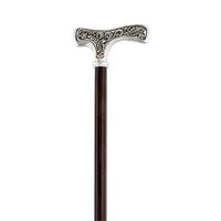 Sterling Silver with Floral Faux Ivory Inlay Fritz Handle Walking Cane