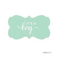 Andaz Press Fancy Frame Rectangular Label Stickers, It's a Boy!, Mint Green, 36-Pack