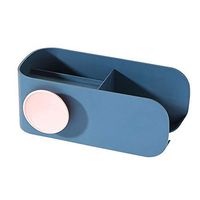 Multifunction ABS Material Hair Dryer Rack Creative Bathroom Shelf Wall Mount No Drilling Shower Organiser with Round Hook (Color : Dark Blue)