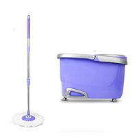 MOP Spinning and Bucket Cleaning Set with Roller Wheel Detachable Hangable Household Purple
