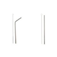 Pack of 2 Straight & Bent Titanium Drinking Straw 6mm Outer Diameter with Brush for Easy Cleaning