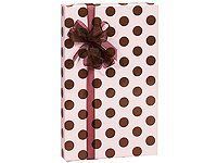 Light Blush Pink & Chocolate Brown Polka Dot Gift Wrap 16 Foot Roll