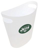New! 2 Gallon Slim Style Wastebasket in a White Plastic Finish That Features Your Choice of a Football Team Logo and a Free Trash Can Liner! (Jets)