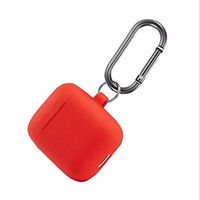 Eve.Ruan Summer Color Simple Soft Silicone Case, Anti-Lost Protective Cover Skin Case for AirPods 1/2, Shock Absorbing Design&Charging Hole Design&Metal Buckle, Suit for Hiking/Running (red)