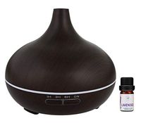 Prairie Essentials Dark Wood Grain 300ml Essential Oils Diffuser with 5ml Bottle of Lavender 100% Pure Therapeutic Grade Essential Oil and Quick Start Guide to Essential Oils