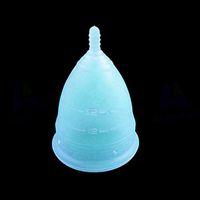Women Menstrual Cup, 100% Medical Grade Silicone Cute Lady Feminine Cup Hygeine Copa Reusable Menstrual Cup Health Care - Tampon and Pad Alternative - (Blue, L)