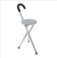 Walking Stick Seat Cane Multi-Function Thick Stainless Steel Tripod Stool Crutche Simple Appearance Ergonomic Design Aluminum Alloy Portable