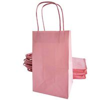 Kelkaa Party Kraft Paper Bags, 24pcs 5.25X3.5X8.5 Inches Gift Bags with Handles for Birthday, Wedding Party Favors, Bachelorette Party, Paper Tote Bags, Party Themes, Light Pink (Small)