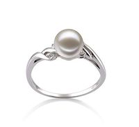 Andrea White 6-7mm AAAA Quality Freshwater 14K White Gold Cultured Pearl Ring For Women - Size-7