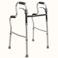 Walking Frame Folding Lightweight Aluminium 8 Levels Height Adjustable Secure Non Slip Walker Aid Handicapped and Disabled Users Forearm Support Walker 80-100Cm