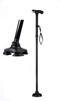 Short Cane - Self Standing Cane - with 4 Feet and Light - Hurry Before They are Gone - Best Walking Cane - As Seen On TV Cane - Foldable - Adjustable - Wrist Strap Black