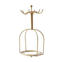 Coffee Cup Glass Mug Rack Hanging Storage Rack, Holder Stand Dishes Organizer for Tea Cups, Bracket, Gold Metal for Cups and Saucers