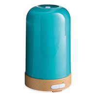 Airomé Aqua Glass Essential Oil Diffuser|100 mL Humidifying Ultrasonic Aromatherapy Diffuser 8 Colorful LED Lights, Intermittent & Continual Mist Auto Shut-Off, Aqua Blue