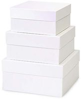 Made in USA Recycled Paper Kraft Boxes – 6.25”, 7.25” & 8.25” – Nested Squared Boxes with Lids (Large Set of 3 - Pearl White)