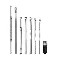 HEALLILY Stainless Steel Ear Wax Remover Set Earpick Ear Cleaner Spoon Scoop for Individual Health Care 8Pcs
