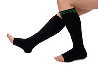 Vagabond 2XL and 3XL Wide Calf Plus Size Toeless Compression Socks -15-20 mmHg for Fatigue, Pain, Leg Swelling, Comfy Compression - Black-Large