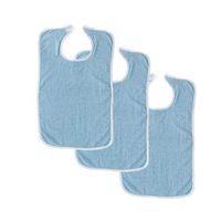 3 Terry Adult Bib with Hook and Loop Closure (3 Light Blue)
