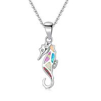 Lovely Seahorse Blue Pink White Orange Opal Silver Women Jewelry Pendant OD6942 Woman Bright Stylish Elegant Aesthetic Womens Accessory Best Wonderful Amulet