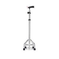Adjustable Height Non-Slip Four-Legged Cane Walker Multi-Function Aluminum Alloy Cane for Elderly Disabled (Color : Silver)