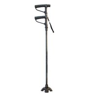 Crutches Old People's Power Cane Indoor and Outdoor Walking Sticks Aluminum Alloy Lights Four-Legged Cane Multi-Function Folding Double Handles Old Man Walking Stick Black,Black