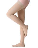 Thigh High Compression Stockings, Closed Toe, Firm Support 20-30 mmHg Gradient Compression Socks with Silicone Band, Opaque, Best for Treatment Swelling, Varicose Veins, Edema, Pregnancy, Beige M
