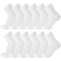 12 Pack of Premium Diabetic Cotton Quarter Length Athletic Sport Ankle Socks (White, 10-13)