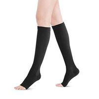 Fytto 2120 Open-Toe Women’s Compression Socks, 20-30 mmHg Graduated Support – Firm Medical Hosiery for Varicose Veins, Lymphedema, and DVT, Knee High, Black, Medium