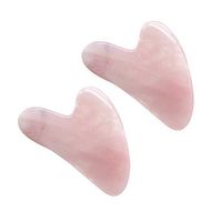 Healifty Quartz Rose Crystal Gua Sha Board Natural for Body Facial Skincare Anti Aging 2pcs (Pink)