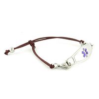 Women's Medical Alert ID Bracelet - Custom Engraving Included, Adjustable Size - Simplicity Mocha - Purple