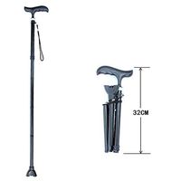 Elderly and Disabled Crutches- Elderly Trekking Poles Non-Slip Cane Elderly Adjustable Telescopic Folding Crutch (Color : Black, Size : 96cm)