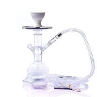 Shisha Hookah Set, 1 Hose 12.6 Inches Height New Acrylic Bubble Hookah with Colorful LED Light, Clay Bowl,Clear