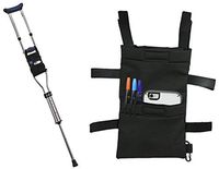 Crutch Bag Pouch - Accessory Tote for Crutches Provides Easy Hands-Free Access with Crutch Handle Covers Included for Men or Women - Black Color and Lightweight Design