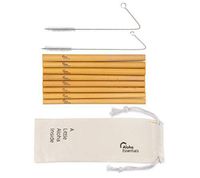 Reusable Bamboo Drinking Straws with Case + Fiber Cleaning Brush | Biodegradable Alternative to Plastic Straws | Eco-Friendly Smoothie Straws | Dishwasher Safe | Kid-Friendly (Set of 8 in 2 Sizes)