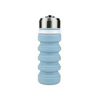 BESTONZON Collapsible Water Bottle Silicone Portable Leak Proof Foldable Travel Water Bottle for Outdoors Sports Camping Travel (Sky-Blue)