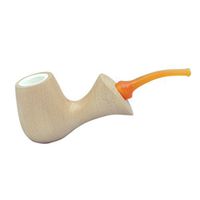 "MARA" (naturale 1621) meerschaum lined bent pipe with yellow mouthpiece by Brebbia (Italy) 02