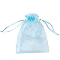 BZCTAH 100 Pcs Transparent Organza Bags Drawstring Jewelry Bags, 30 x 40cm Multicolor with Drawstring Gift Pouch Candy Bags,Blue#3