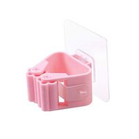 LLJEkieee 1PCS Multi-Function Mop Rack Storage Wall Frame Wall Sticker and Brush Holder for Wood, Glass, Tiles, Latex Walls, Bathroom (Pink)