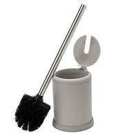Bath Bliss Toilet Bowl Brush and Holder with Self Closing Lid, Space Saver, Deep Cleaning, Finger Print Proof Finish, Hygienic, Matte Grey
