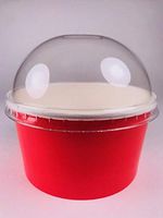 ICE Cream Paper Cups with Dome 6 OZ (100 PCS, RED)