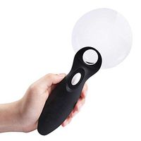 Loupe 10X 20X Handheld Illumination Magnifier with 2 LED Light HD Lens for Book Reading Jewelry Appraisal Watch DIY Crafts Engraving and Repair 130mm Handle Fashion Magnifying Glass (Color : Black)