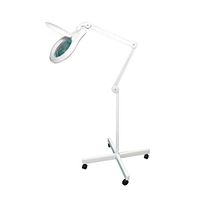 BoliOptics Professional LED Magnifying Lamp on Rolling Floor Stand - Full Spectrum Daylight Bright Magnifier Glass Lighted Lens - Adjustable Swivel Arm + Optional Clamp, White, 5 Diopter, 5 inch Lens