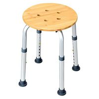 Giantex Bamboo Shower Seat Bench Round Shower Seat W/Slip-Resistant Rubber, Waterproof Surface Bathroom Organizer Bathroom Shower Stool