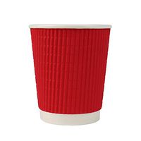 8 oz Colorful Paper Milkshake Cups - Premium Disposable Red Ripple Cold Drink Cups - Frozen Dessert Supplies - 500 Count
