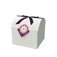 EndlessArtUS Gift Box 9x9x8 L Purple Treasure Chest Box - Easy to Assemble & Reusable - No Glue Required - Ribbon and Gift Tag Included - EZ Chest Box