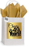 49th Cheers Birthday/Anniversary White and Gold Themed Small Party Favor Gift Bags Tags -12pack