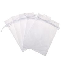 KUPOO Pack of 50PCS 5x7 Organza Drawstring Gift Bag Pouch Wrap for Party/Game/Wedding (White)